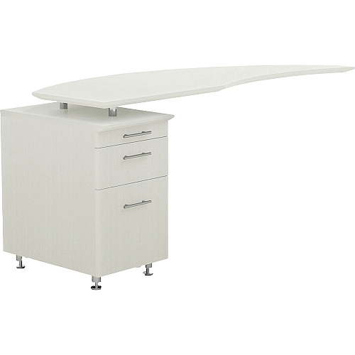 Safco Medina Mocha Laminate Office Unit L-shaped - 1" Thickness Work Surface, 9.1" Height14.8" Depth Drawer, 29.5" Height x 63" Width x 24" Depth Return, 0" Thickness Table Top - Total Drawer(s): 3 - Single Pedestal on Left Side - Beveled Edge (MNRTPLTSS)