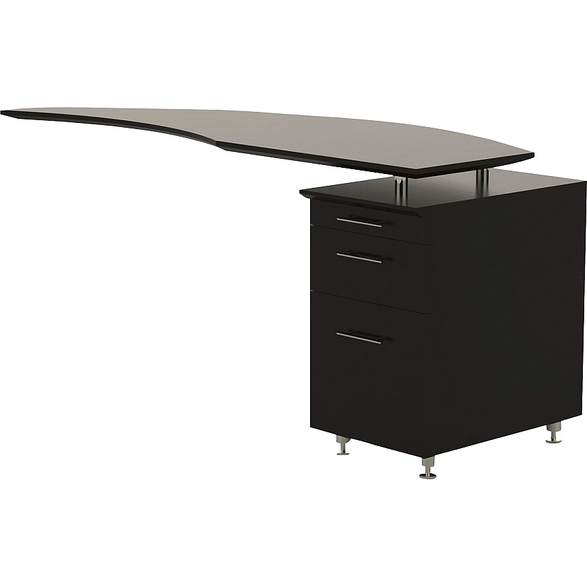 Safco Medina Mocha Laminate Office Unit L-shaped - 1" Thickness Work Surface, 9.1" Height14.8" Depth Drawer, 29.5" Height x 63" Width x 24" Depth Return, 0" Thickness Table Top - Total Drawer(s): 3 - Single Pedestal on Right Side - Beveled Edg (MNRTPRLDC)