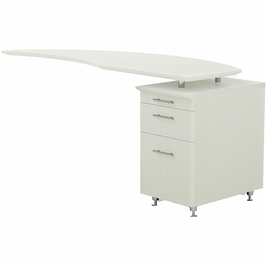 Safco Medina Textured Sea Salt Laminate Unit L-shaped - 1" Thickness Work Surface, 9.1" Height14.8" Depth Drawer, 29.5" Height x 63" Width x 24" Depth Return, 0" Thickness Table Top - Total Drawer(s): 3 - Single Pedestal on Right Side - Bevele (MNRTPRTSS)