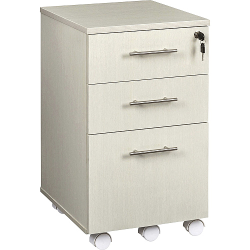 Safco Medina Mobile Pedestal 26.8" Height x 15.5" Width x 18" Depth - Total Drawer(s): 3 - Single Pedestal - Beveled Edge - Material: Medium Density Fiberboard (MDF), Laminate - Finish: Textured Sea Salt - 1 Each (MNBBFTSS)