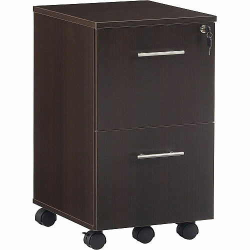 Safco Medina Laminate Mobile File/File Pedestal 26.8" Height x 15.5" Width x 18" Depth - Total Drawer(s): 2 - Single Pedestal - Beveled Edge - Material: Medium Density Fiberboard (MDF), Laminate - Finish: Mocha - 1 Each (MNFFLDC)