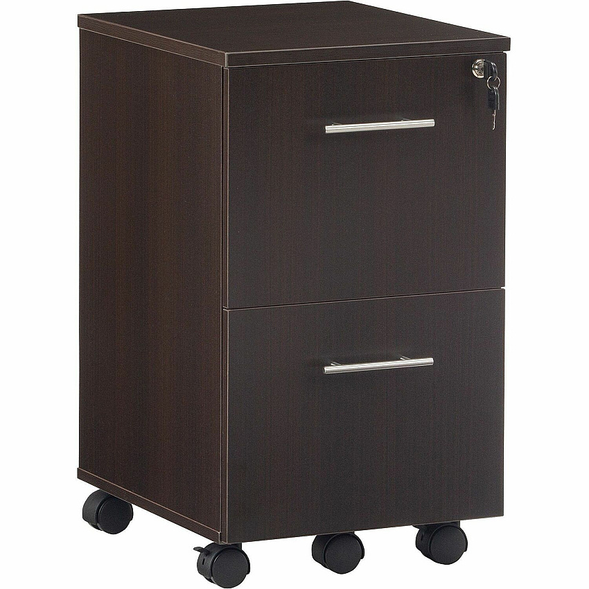 Safco Medina Laminate Mobile File/File Pedestal 26.8" Height x 15.5" Width x 18" Depth - Total Drawer(s): 2 - Single Pedestal - Beveled Edge - Material: Medium Density Fiberboard (MDF), Laminate - Finish: Mocha - 1 Each (MNFFLDC)