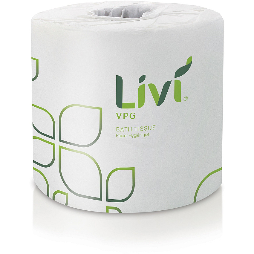 Livi&reg; VPG Toilet Paper, 2-Ply, 400 Sheets, 96 Rolls 2 Ply - 400 Sheets/Roll - Leaf Emboss Pattern - White - Fiber - 96 Rolls Per CartonCarton - 96 / Carton (21722)