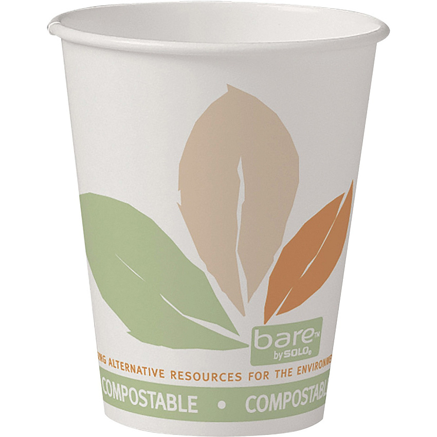 Solo Bare Eco-Forward 8 oz SSPLA Paper Hot Cups 8 fl oz - Multi - Paper, Polylactic Acid (PLA) - Hot Drink, Beverage - 50 / Pack (378PLAJ723)