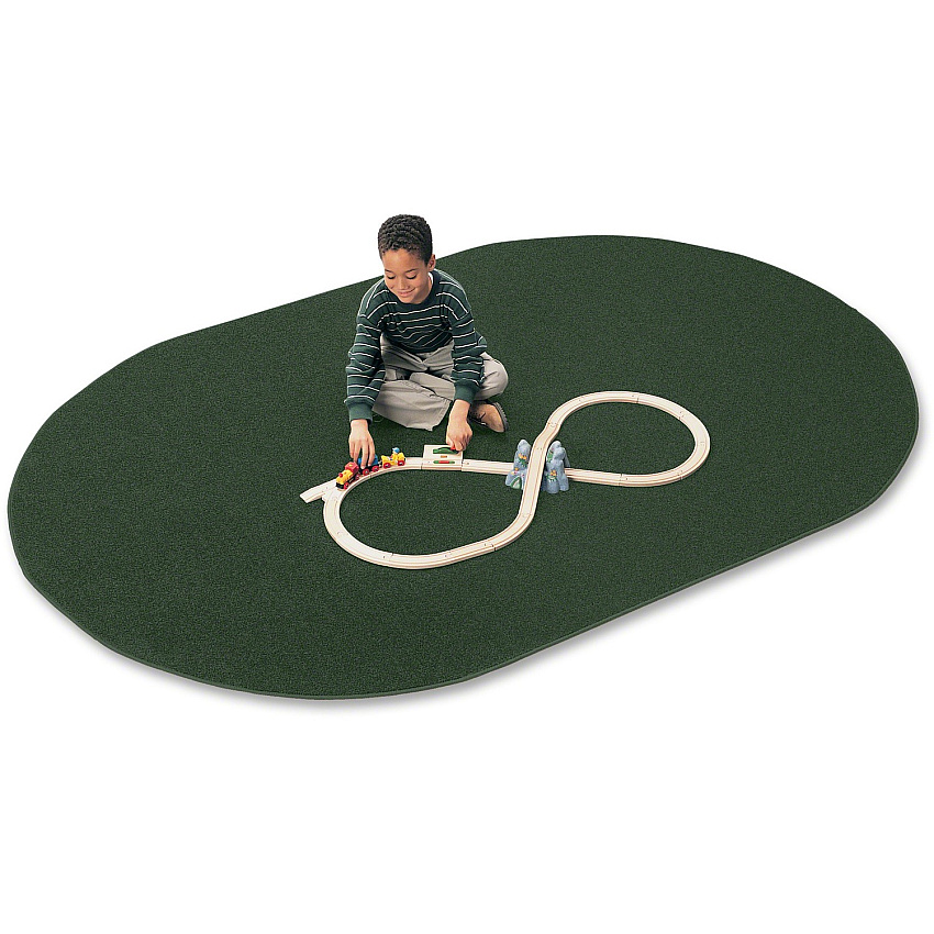 Carpets for Kids&reg; Solid Color Mt. St. Helens Carpet Rug Floor Rug - 90" Length x 12 ft Width - Oval - Emerald - Nylon, Yarn - 1 Each (2170306)