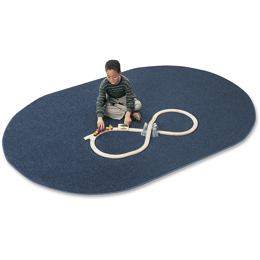 Carpets for Kids&reg; Solid Color Mt. St. Helens Carpet Rug Floor Rug - 90" Length x 12 ft Width - Oval - Blueberry - Nylon, Yarn - 1 Each (2170405)