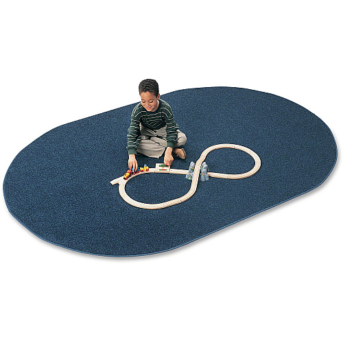Carpets for Kids&reg; Solid Color Mt. St. Helens Carpet Rug Floor Rug - 90" Length x 12 ft Width - Oval - Marine Blue - Nylon, Yarn - 1 Each (2170407)