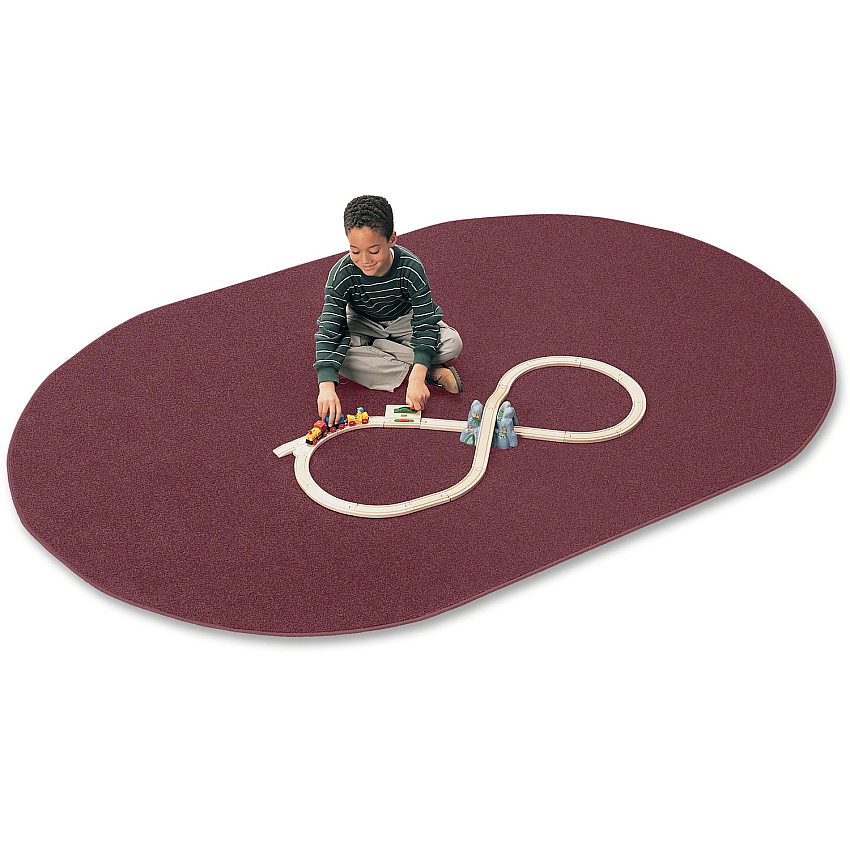 Carpets for Kids&reg; Solid Color Mt. St. Helens Carpet Rug Floor Rug - 90" Length x 12 ft Width - Oval - Cranberry - Nylon, Yarn - 1 Each (2170810)