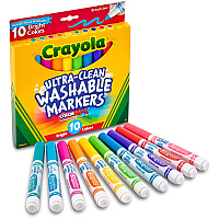 Crayola Ultra-Clean Washable Markers Broad Conical Marker Point - Washable - Assorted Ink - Water Based - Assorted Barrel - 10 / Pack (587855)