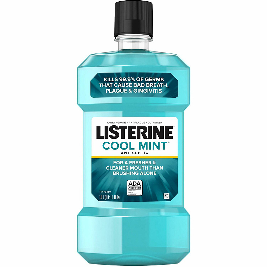 LISTERINE&reg; Cool Mint Antiseptic Mouthwash For Bad Breath, Cleaning - Cool Mint - 1.06 quart - 1 Each (42735)