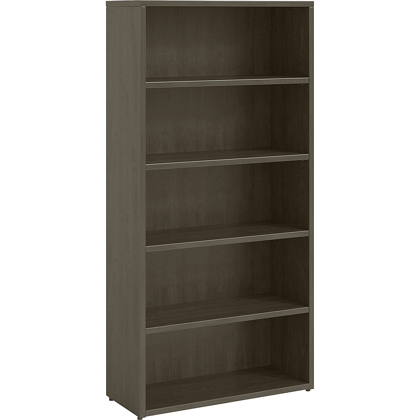Lorell Prominence 2.0 Bookcase 69" Height x 34" Width x 12" Depth, x 1" Thickness Top - 5 Shelve(s) - 4 Adjustable Shelf(ves) - Material: Particleboard - Finish: Gray Elm (LLRPBK3469GE)