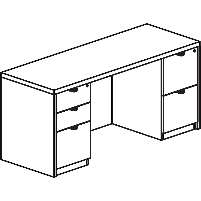 Lorell Prominence 2.0 Double-Pedestal Credenza 29" Height x 66" Width x 24" Depth, x 1" Thickness Top - 2 x File Drawer(s) - Double Pedestal on Left/Right Side - Band Edge - Material: Particleboard - Finish: Thermofused Melamine (TFM) (LLRPC2466GE)