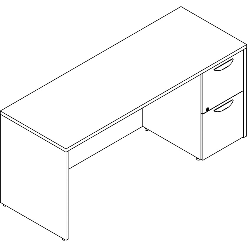 Lorell Prominence 2.0 Right-Pedestal Credenza 29" Height x 66" Width x 24" Depth, x 1" Thickness Top - 2 x File Drawer(s) - Single Pedestal on Right Side - Band Edge - Material: Particleboard - Finish: Thermofused Melamine (TFM) (LLRPC2466RGE)