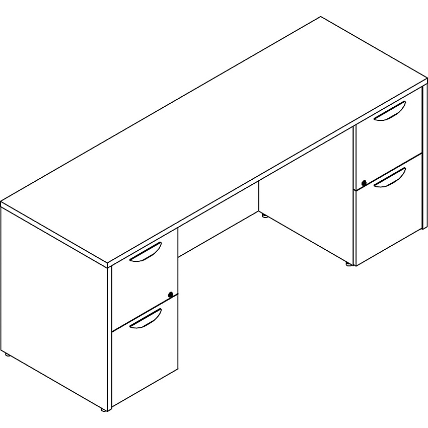 Lorell Prominence 2.0 Double-Pedestal Credenza 29" Height x 72" Width x 24" Depth, x 1" Thickness Top - 2 x File Drawer(s) - Double Pedestal on Left/Right Side - Band Edge - Material: Particleboard - Finish: Thermofused Melamine (TFM) (LLRPC2472GE)