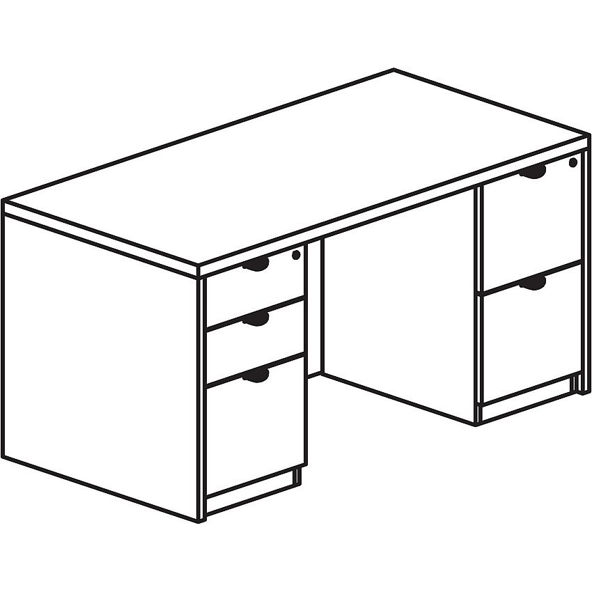 Lorell Prominence 2.0 Double-Pedestal Desk 29" Height x 60" Width x 30" Depth, x 1" Thickness Top - 5 x File, Box Drawer(s) - Double Pedestal on Left/Right Side - Band Edge - Material: Particleboard - Finish: Thermofused Melamine (TFM) (LLRPD3060DPGE)
