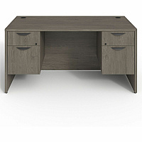 Lorell Prominence 2.0 3/4 Double-Pedestal Desk Rectangle - 1" Thickness Top, 29" Height x 60" Width x 30" Depth - Total Drawer(s): 2 - Double Pedestal on Left/Right Side - Band Edge - Material: Particleboard - Finish: Thermofused Melamine (LLRPD3060QDPGE)
