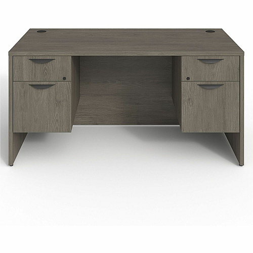 Lorell Prominence 2.0 3/4 Double-Pedestal Desk Rectangle - 1" Thickness Top, 29" Height x 60" Width x 30" Depth - Total Drawer(s): 2 - Double Pedestal on Left/Right Side - Band Edge - Material: Particleboard - Finish: Thermofused Melamine (LLRPD3060QDPGE)