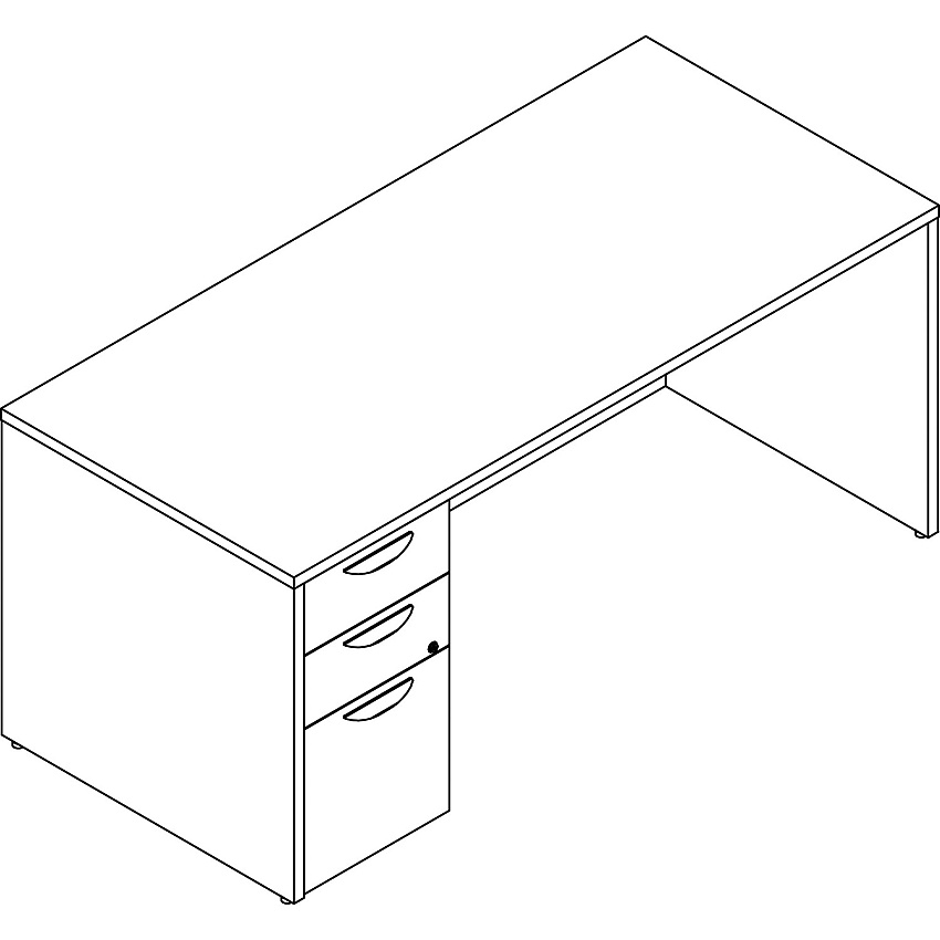 Lorell Prominence 2.0 Left-Pedestal Desk 29" Height x 66" Width x 30" Depth, x 1" Thickness Top - 3 x File, Box Drawer(s) - Single Pedestal on Left Side - Band Edge - Material: Particleboard - Finish: Thermofused Melamine (TFM) (LLRPD3066LSPGE)