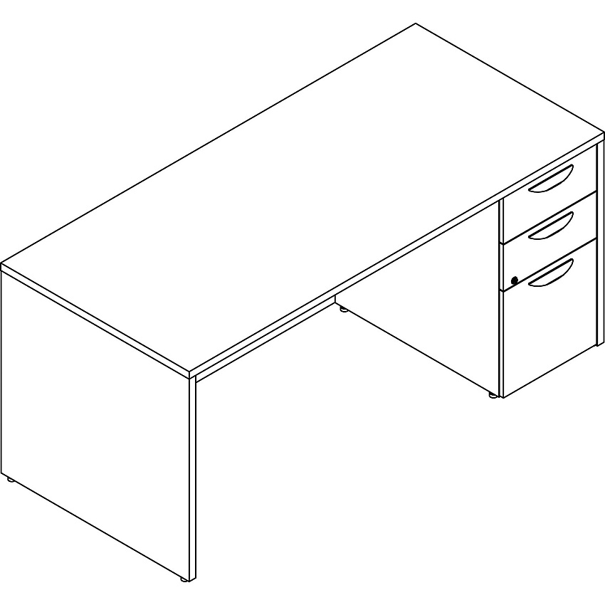 Lorell Prominence 2.0 Right-Pedestal Desk 29" Height x 66" Width x 30" Depth, x 1" Thickness Top - 3 x File, Box Drawer(s) - Single Pedestal on Right Side - Band Edge - Material: Particleboard - Finish: Thermofused Melamine (TFM) (LLRPD3066RSPGE)