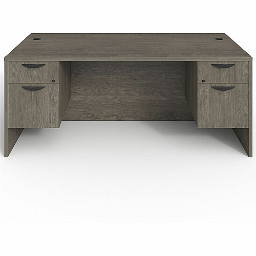 Lorell Prominence 2.0 3/4 Double-Pedestal Desk Rectangle - 1" Thickness Top, 29" Height x 72" Width x 36" Depth - Total Drawer(s): 2 - Double Pedestal on Left/Right Side - Band Edge - Material: Particleboard - Finish: Thermofused Melamine (LLRPD3672QDPGE)