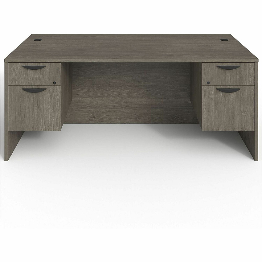 Lorell Prominence 2.0 3/4 Double-Pedestal Desk Rectangle - 1" Thickness Top, 29" Height x 72" Width x 36" Depth - Total Drawer(s): 2 - Double Pedestal on Left/Right Side - Band Edge - Material: Particleboard - Finish: Thermofused Melamine (LLRPD3672QDPGE)