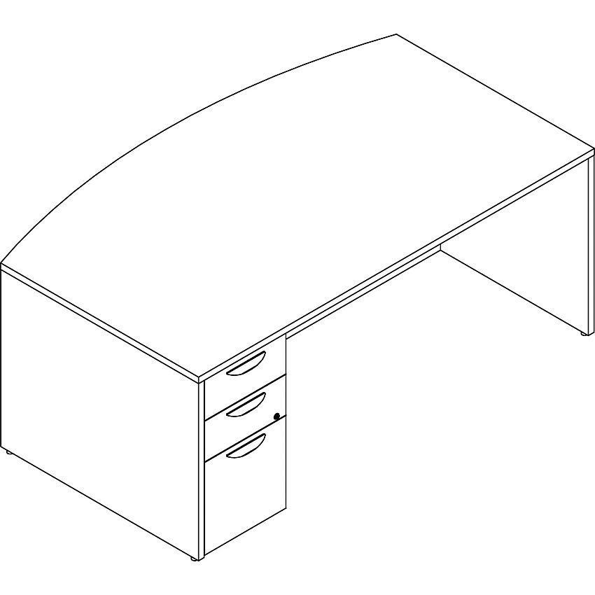 Lorell Prominence 2.0 Bowfront Left-Pedestal Desk 29" Height x 72" Width x 42" Depth, x 1" Thickness Top - 3 x File, Box Drawer(s) - Double Pedestal on Left Side - Band Edge - Material: Particleboard - Finish: Gray Elm, Thermofused Melam (LLRPD4272LSPBGE)