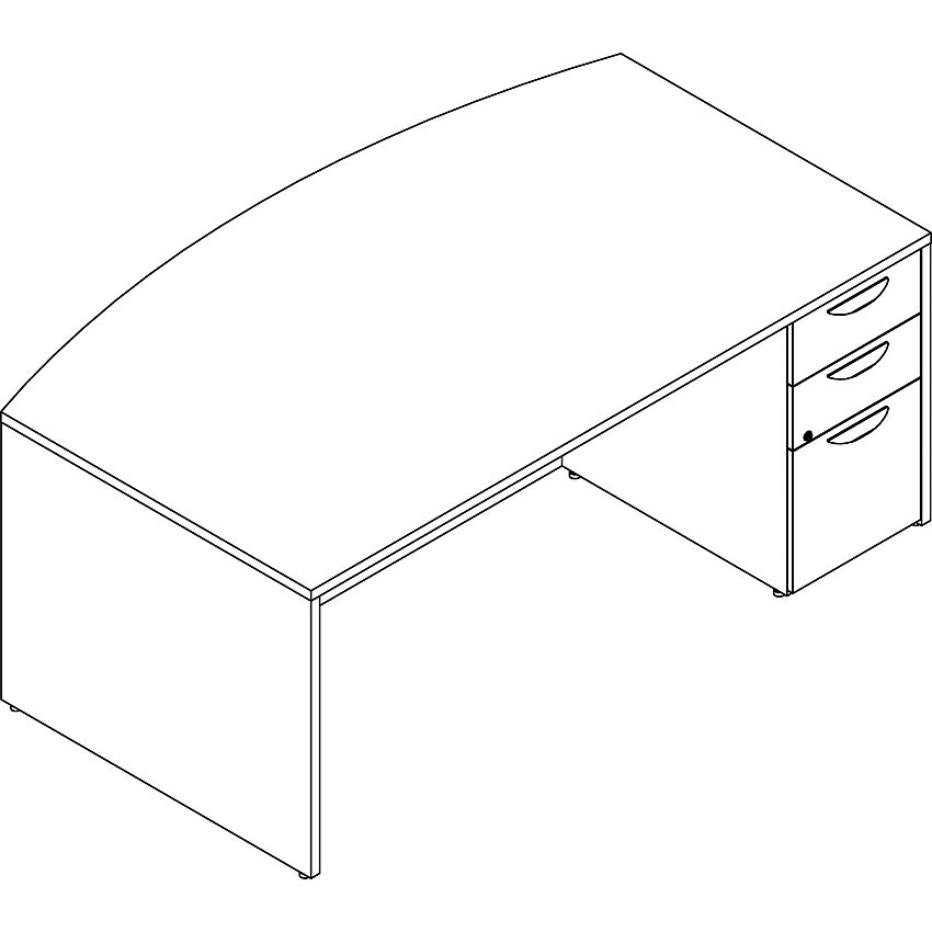Lorell Prominence 2.0 Bowfront Right-Pedestal Desk 29" Height x 72" Width x 42" Depth, x 1" Thickness Top - 3 x File, Box Drawer(s) - Double Pedestal on Right Side - Band Edge - Material: Particleboard - Finish: Gray Elm, Thermofused Mela (LLRPD4272RSPGE)