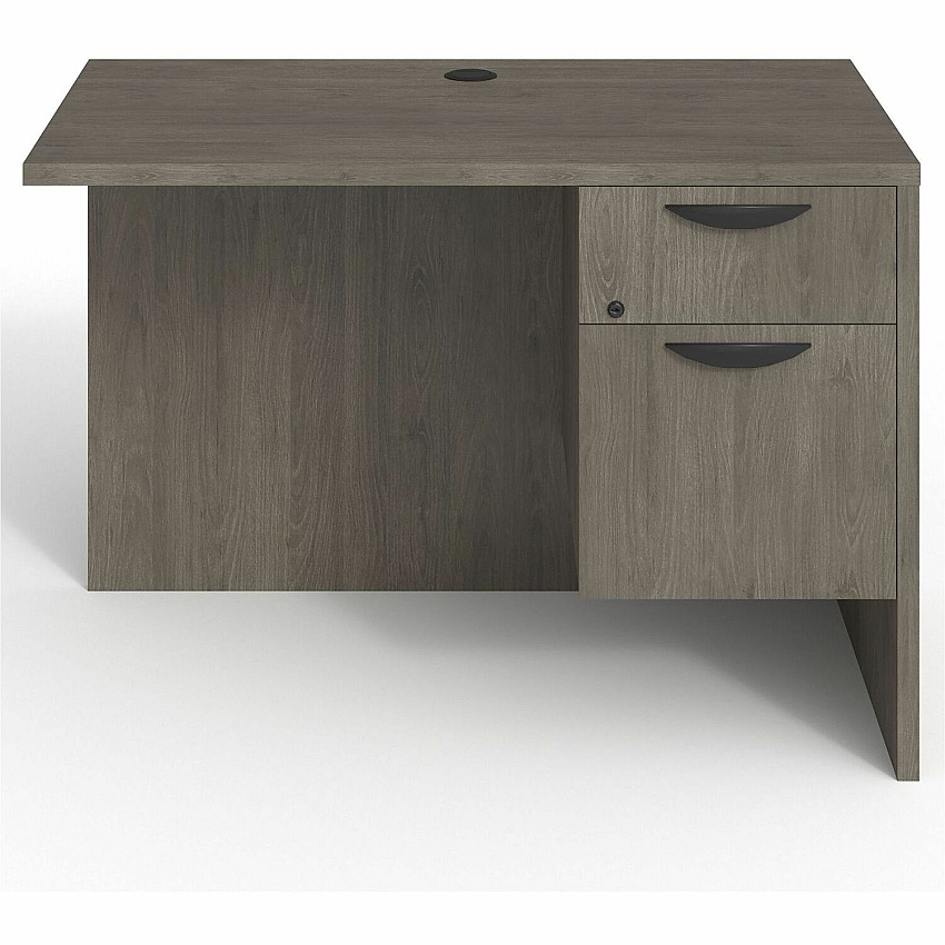 Lorell Prominence 2.0 Right Return Rectangle - 29" Height x 42" Width x 24" Depth, 1" Thickness Top - Total Drawer(s): 2 - Single Pedestal on Right Side - Band Edge - Material: Particleboard - Finish: Gray Elm, Thermofused Melamine (TFM),  (LLRPR2442QRGE)