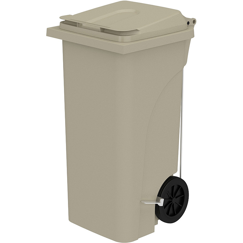 Safco 32 Gallon Plastic Step-On Receptacle 32 gal Capacity - Foot Pedal, Lightweight, Easy to Clean, Handle, Wheels, Mobility - 37" Height x 21.3" Width x 20" Depth - Plastic - Tan - 1 / Carton (9926TN)