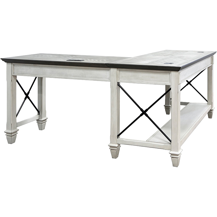 Martin Hartford Open L-Shaped Desk L-shaped - 31" Height x 60" Width x 28" Depth - Total Drawer(s): 2 - Material: Wood Grain, Veneer - Finish: Vintage Linen - 1 Each (IMHF386RRRW)