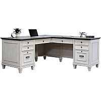 Martin Hartford L-Shape Desk Total Drawer(s): 4 - Material: Wood Grain, Veneer - Finish: Vintage Linen - 1 Each (IMHF684RRRW)