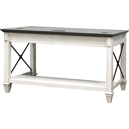 Martin Hartford Writing Desk Rectangle - 31" Height x 60" Width x 28" Depth - Total Drawer(s): 3 - Material: Wood Grain, Veneer - Finish: Vintage Linen - 1 Each (IMHF384W)