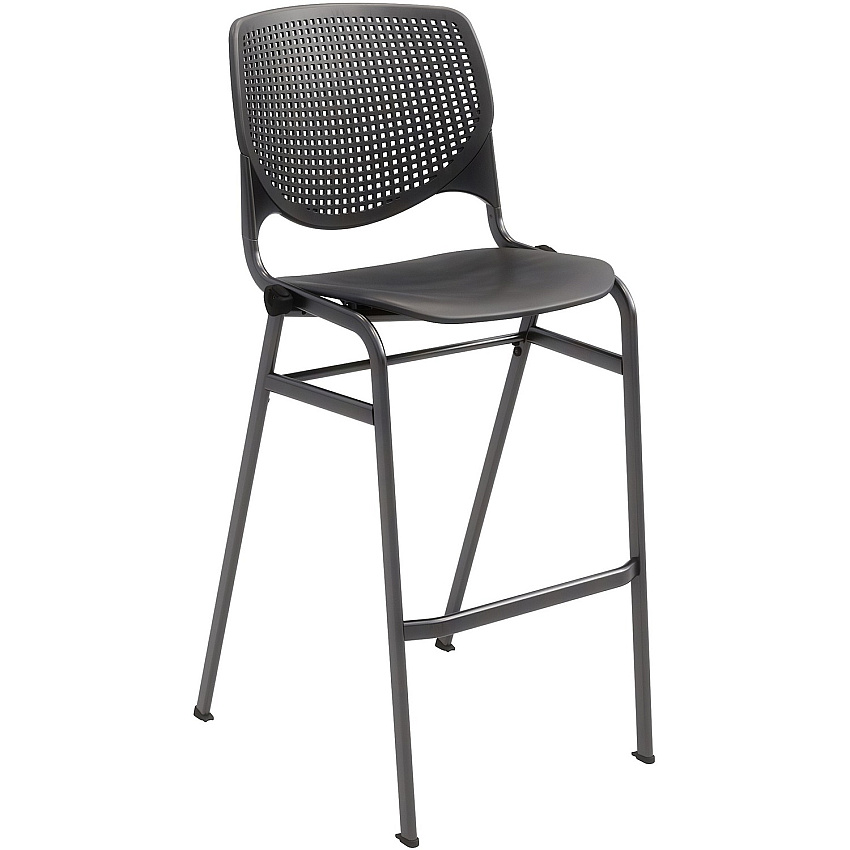 KFI Barstool Chair Black Seat Color - Polypropylene Seat Material - Black Back Color - Aluminum Alloy, Polypropylene Back Material - Black Frame Color - Steel Frame Material - Four-legged Base - 1 Each (BR2300BKP10)