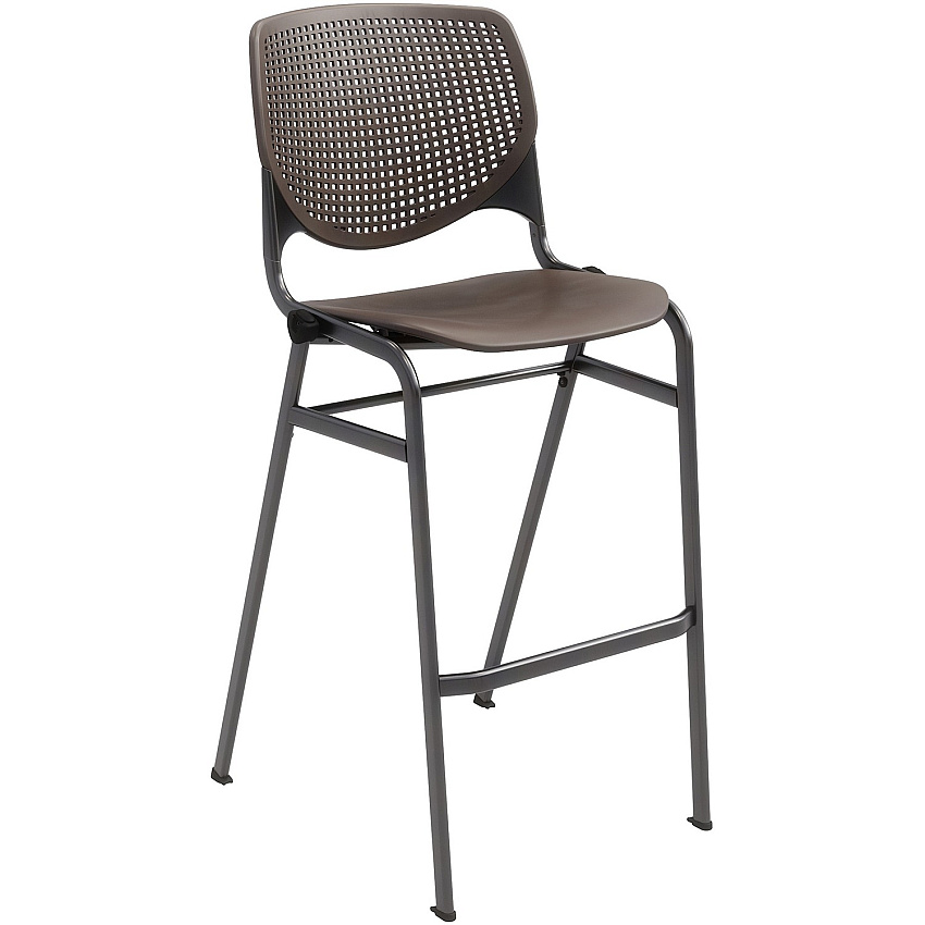 KFI Barstool Chair Brownstone Seat Color - Polypropylene Seat Material - Brownstone Back Color - Aluminum Alloy, Polypropylene Back Material - Black Frame Color - Steel Frame Material - Four-legged Base - 1 Each (BR2300BKP18)