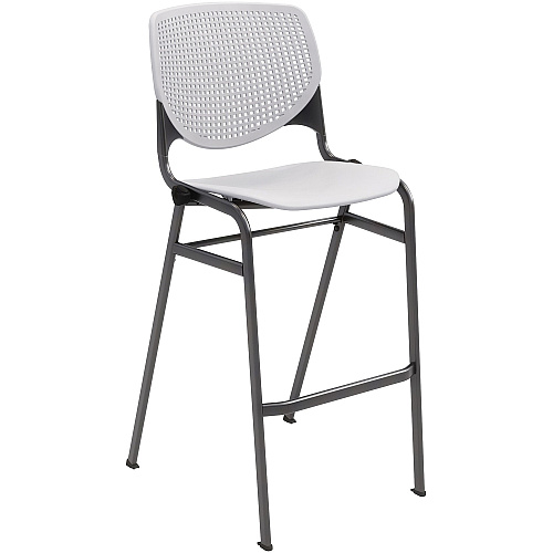 KFI Barstool Chair Light Gray Seat Color - Polypropylene Seat Material - Light Gray Back Color - Aluminum Alloy, Polypropylene Back Material - Black Frame Color - Steel Frame Material - Four-legged Base - 1 Each (BR2300BKP13)