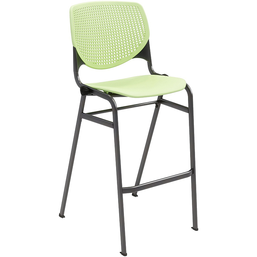 KFI Barstool Chair Lime Green Seat Color - Polypropylene Seat Material - Lime Green Back Color - Aluminum Alloy, Polypropylene Back Material - Black Frame Color - Steel Frame Material - Four-legged Base - 1 Each (BR2300BKP14)