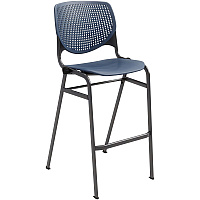 KFI Barstool Chair Navy Seat Color - Polypropylene Seat Material - Navy Back Color - Aluminum Alloy, Polypropylene Back Material - Black Frame Color - Steel Frame Material - Four-legged Base - 1 Each (BR2300BKP03)