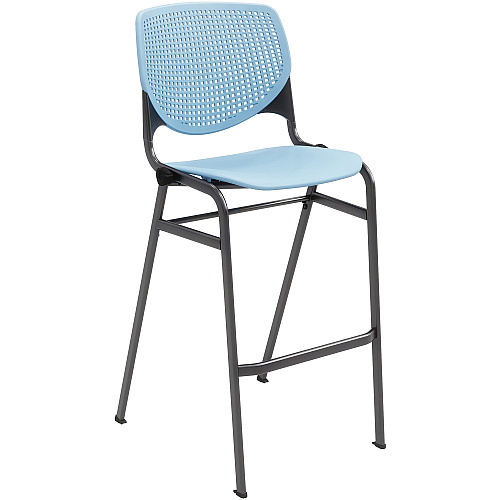 KFI Barstool Chair Sky Blue Seat Color - Polypropylene Seat Material - Sky Blue Back Color - Aluminum Alloy, Polypropylene Back Material - Black Frame Color - Steel Frame Material - Four-legged Base - 1 Each (BR2300BKP35)