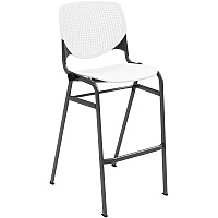 KFI Barstool Chair White Seat Color - Polypropylene Seat Material - White Back Color - Aluminum Alloy, Polypropylene Back Material - Black Frame Color - Steel Frame Material - Four-legged Base - 1 Each (BR2300BKP08)