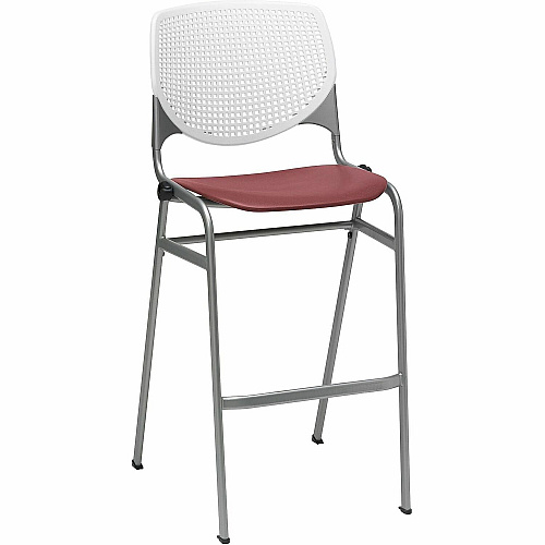 KFI Barstool Chair White, Burgundy - 1 Each (BR230BKB8S07)