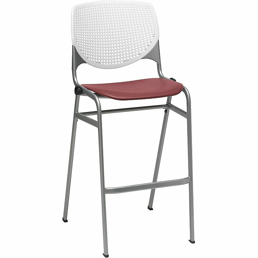 KFI Barstool Chair White, Burgundy - 1 Each (BR230BKB8S07)