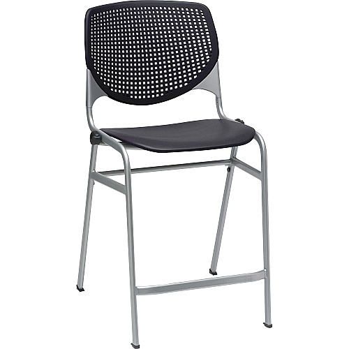 KFI Bar Stool Black Seat Color - Polypropylene Seat Material - Black Back Color - Polypropylene Back Material - Powder Coated Black Frame Color - Steel Frame Material - Four-legged Base - 1 Each (CT2300BKP10)