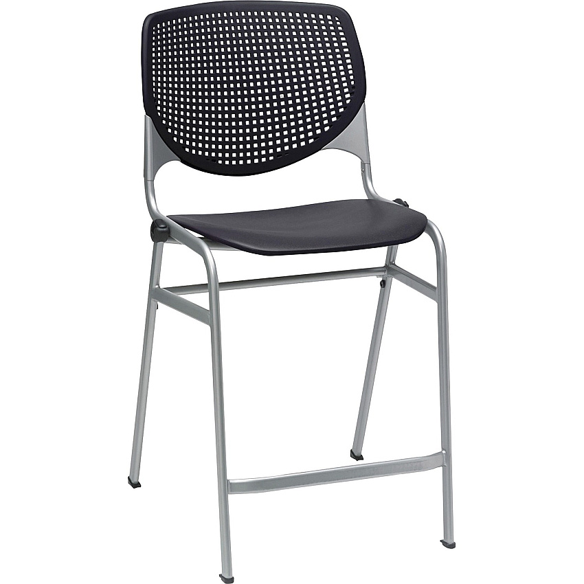 KFI Bar Stool Black Seat Color - Polypropylene Seat Material - Black Back Color - Polypropylene Back Material - Powder Coated Black Frame Color - Steel Frame Material - Four-legged Base - 1 Each (CT2300BKP10)