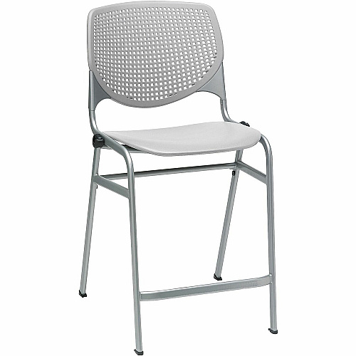KFI Bar Stool Light Gray Seat Color - Polypropylene Seat Material - Light Gray Back Color - Polypropylene Back Material - Powder Coated Black Frame Color - Steel Frame Material - Four-legged Base - 1 Each (CT2300BKP13)