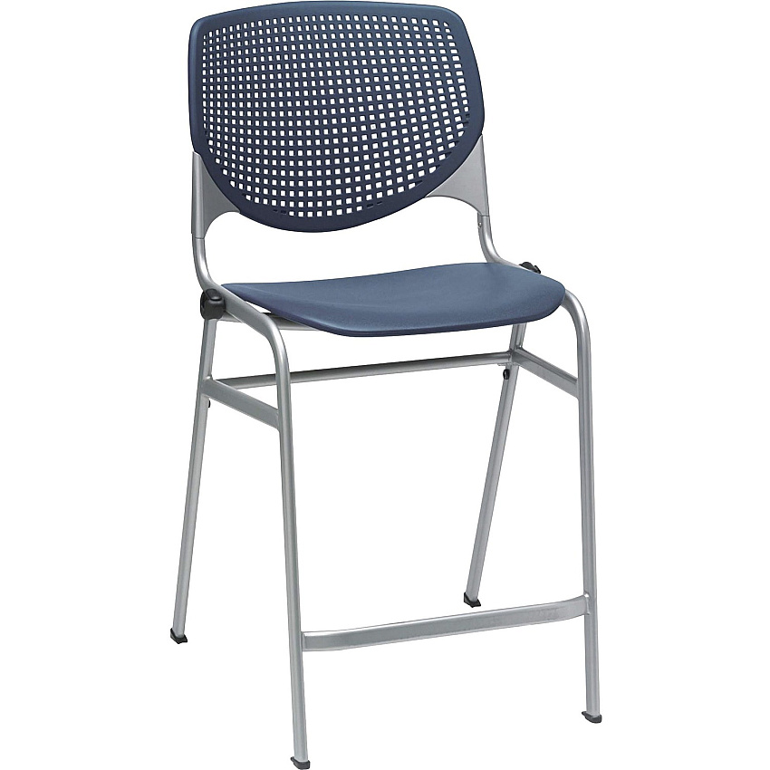 KFI Bar Stool Navy Seat Color - Polypropylene Seat Material - Navy Back Color - Polypropylene Back Material - Powder Coated Black Frame Color - Steel Frame Material - Four-legged Base - 1 Each (CT2300BKP03)