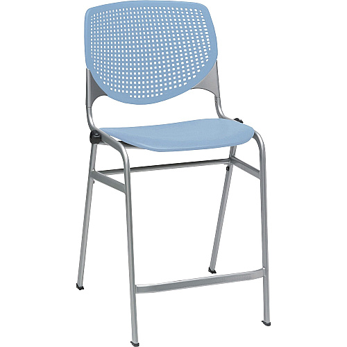 KFI Bar Stool Sky Blue Seat Color - Polypropylene Seat Material - Sky Blue Back Color - Polypropylene Back Material - Powder Coated Black Frame Color - Steel Frame Material - Four-legged Base - 1 Each (CT2300BKP35)