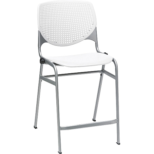 KFI Bar Stool White Seat Color - Polypropylene Seat Material - White Back Color - Polypropylene Back Material - Powder Coated Black Frame Color - Steel Frame Material - Four-legged Base - 1 Each (CT2300BKP08)