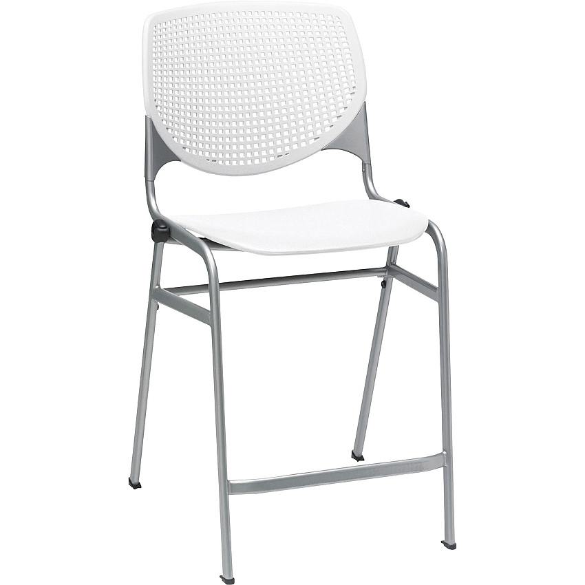 KFI Bar Stool White Seat Color - Polypropylene Seat Material - White Back Color - Polypropylene Back Material - Powder Coated Black Frame Color - Steel Frame Material - Four-legged Base - 1 Each (CT2300BKP08)