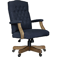 Boss Executive Commercial Linen Chair Navy Seat Color - Linen Seat Material - Navy Back Color - Linen Back Material - Driftwood Frame Color - Mid Back - 5-star Base - Armrest - 1 Each (905DWNV)