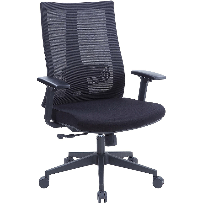 Lorell High-Back Molded Seat Office Chair Black Fabric Seat - Black Mesh Back - High Back - 5-star Base - Armrest - 1 Each (LLR42174)